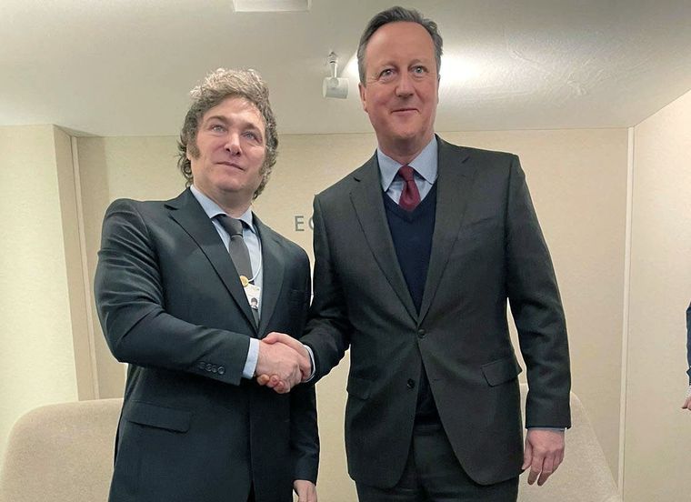 Javier junto a David Cameron en Davos Foto: Noticias Argentinas