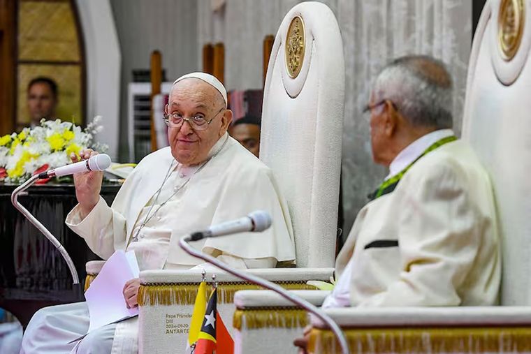 El martes, el Papa tiene previsto celebrar una misa masiva en la que se espera la asistencia de más de 700.000 personas, casi la mitad de la población total de Timor Oriental. Foto: VATICAN MEDIA