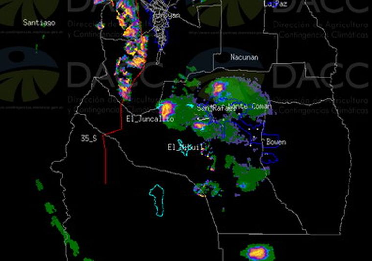 Imagen el radar de Contingencias Climáticas de las 18.10.