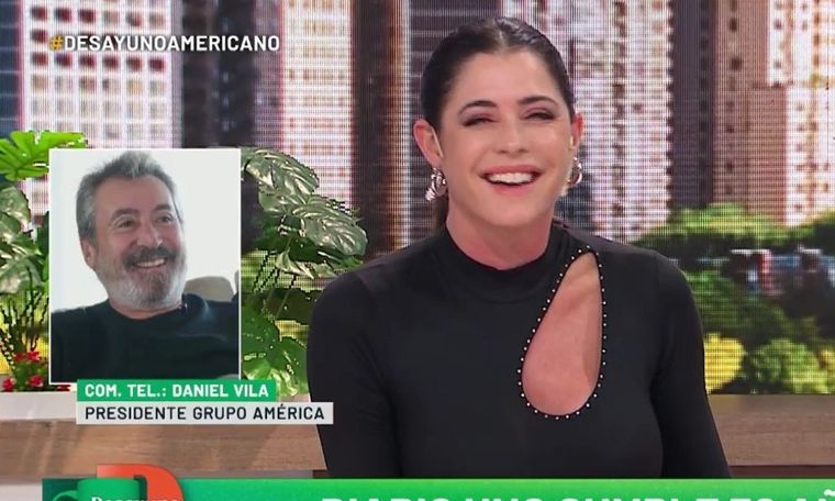 Daniel Vila sorprendió a Pamela David con un piropo al aire El presidente del Grupo América celebró los 30 años del Diario Uno Foto: Captura de TV