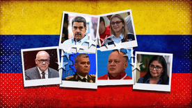 Arriba: Nicolás Maduro y Cilia Flores. Abajo de izquierda a derecha: Jorge Rodríguez, Vladimir Padrino, Diosdado Cabello y Delcy Rodríguez. Fotos: Getty