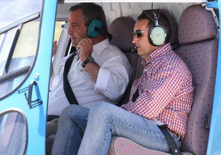 El gobernador y el secretario de Turismo viajaron en helicóptero. Foto: Nacho Gaffuri / MDZ