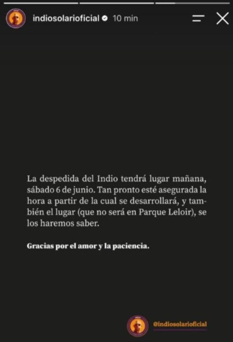 La cuenta oficial del artista y el comunicado de la familia.
