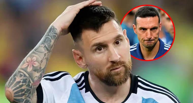 Messi y su reacción al bombazo de Scaloni. Foto: MDZ