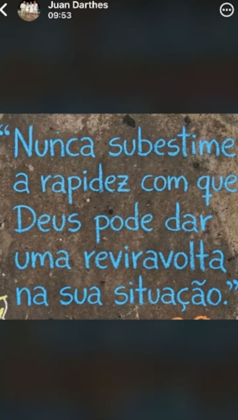 La frase que compartió Darthés en su estado de WhatsApp. La frase que compartió Darthés en su estado de WhatsApp.