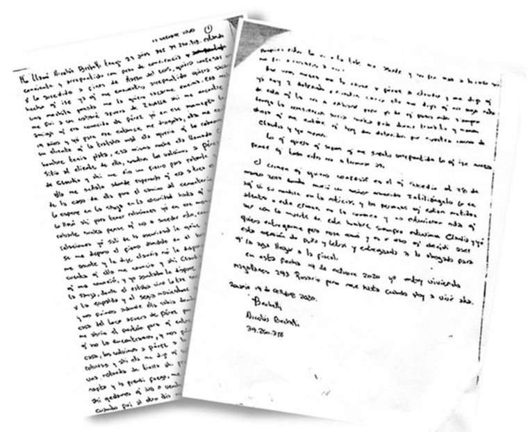 La carta escrita por el supuesto asesino Foto: La Capital