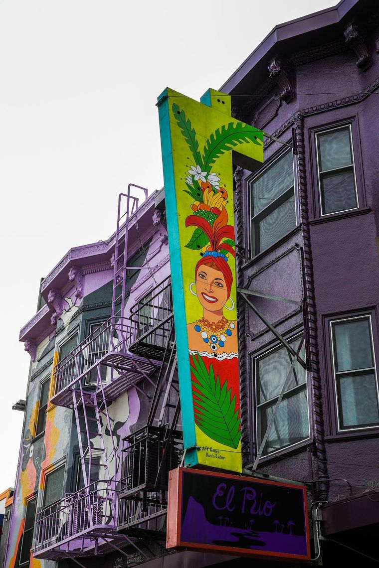 El icónico mural de la aún más icónica Carmen Miranda en el popular bar Rio de San Francisco.