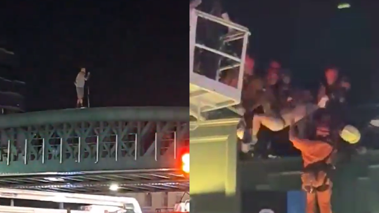 Un individuo amenazó con tirarse del Puente Pacífico ubicado entre las calles Santa Fe y Juan B. Justo de Palermo.