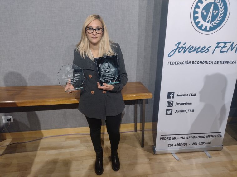 Romina Canales ganó el premio Joven Empresario Mendocino 2022 Foto: @FEMPRENSA