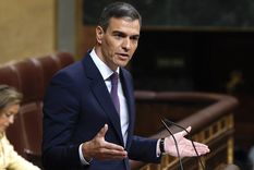 Pedro Sánchez volvió a cuestionar a Javier Milei en un discurso Foto: EFE