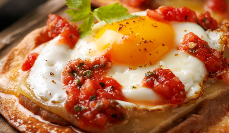 Deliciosos huevos rancheros mexicanos.