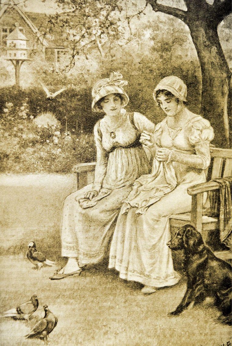Jane y Cassandra Austen era muy cercanas (aquí en un grabado de 1810).