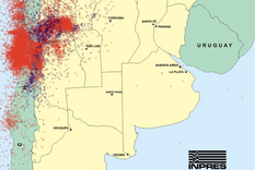 Provincia de Buenos Aires registra escasa actividad sísmica según este Mapa de sismicidad en la Argentina del Instituto Nacional de Prevención Sísmica (INPRES). Foto: Instituto Nacional de Prevención Sísmica (INPRES)