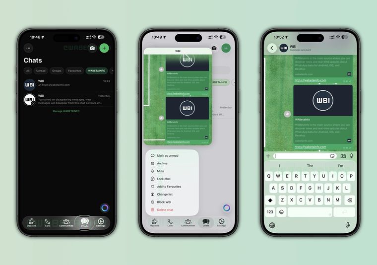 El nuevo diseño Liquid Glass transforma la estética de WhatsApp en iOS 26, ofreciendo una interfaz más fluida y moderna. El nuevo diseño Liquid Glass transforma la estética de WhatsApp en iOS 26, ofreciendo una interfaz más fluida y moderna.