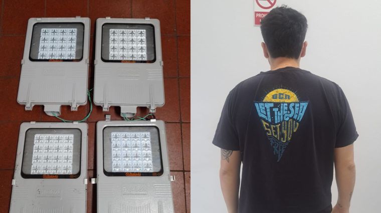 El hombre terminó detenido al intentar vender luminarias públicas en Godoy Cruz.