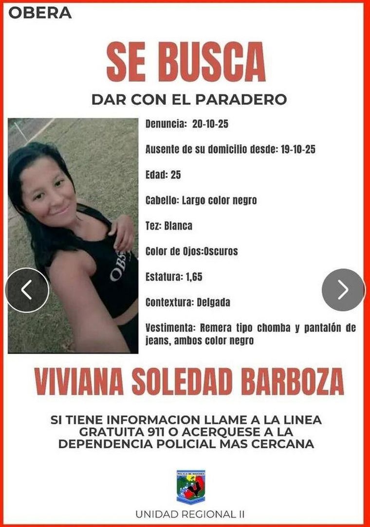 La Policía de Misiones emitió un alerta para quien pueda aportar datos sobre la joven desaparecida en Oberá el domingo pasado.