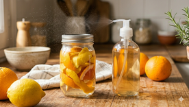 Las cáscaras de cítricos pueden reutilizarse para crear aromatizantes naturales y multiusos caseros. Foto: Gemini IA Las cáscaras de cítricos pueden reutilizarse para crear aromatizantes naturales y multiusos caseros. Foto: Gemini IA