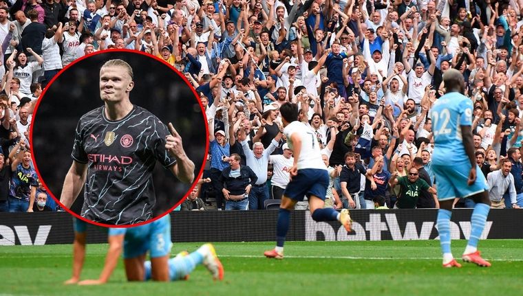 Los hinchas del Tottenham festejaron los goles que les marcó Haaland. Foto: Archivo