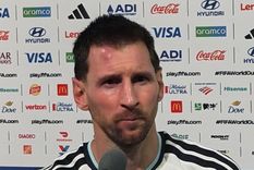 Messi apareció en zona mixta con un brutal chichón en la frente.&nbsp;