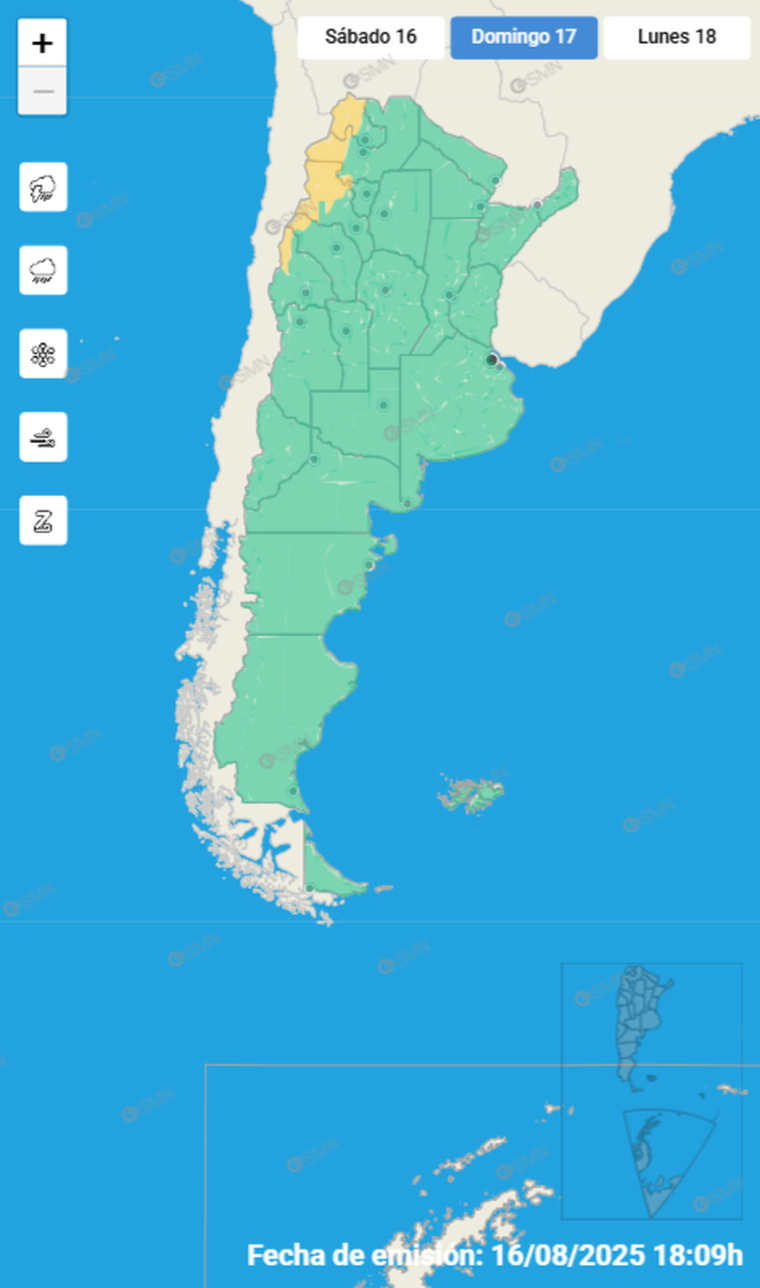 La alerta amarilla alcanza a seis provincias del noroeste y Cuyo, con recomendación de máxima precaución en rutas de montaña. La alerta amarilla alcanza a seis provincias del noroeste y Cuyo, con recomendación de máxima precaución en rutas de montaña.
