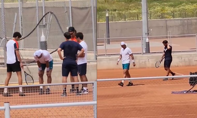 Nadal sintió una molestia en el entrenamiento. Foto: Capturas