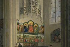 El políptico en su capilla. Catedral de San Bavón en Gante, Bélgica. (Pierre Francois De Noter, 1829). Foto: GETTY IMAGES El políptico en su capilla. Catedral de San Bavón en Gante, Bélgica. (Pierre Francois De Noter, 1829). Foto: GETTY IMAGES