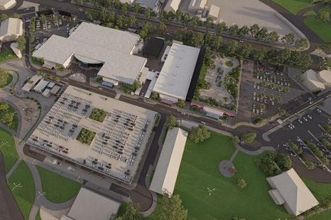 Render del nuevo Centro de Exposiciones Buenos Aires Ferial, de Clarín y La Nación.