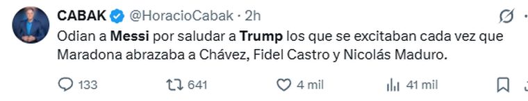 El periodista Horacio Cabak opinó sobre el encuentro de Messi y Trump. El periodista Horacio Cabak opinó sobre el encuentro de Messi y Trump.