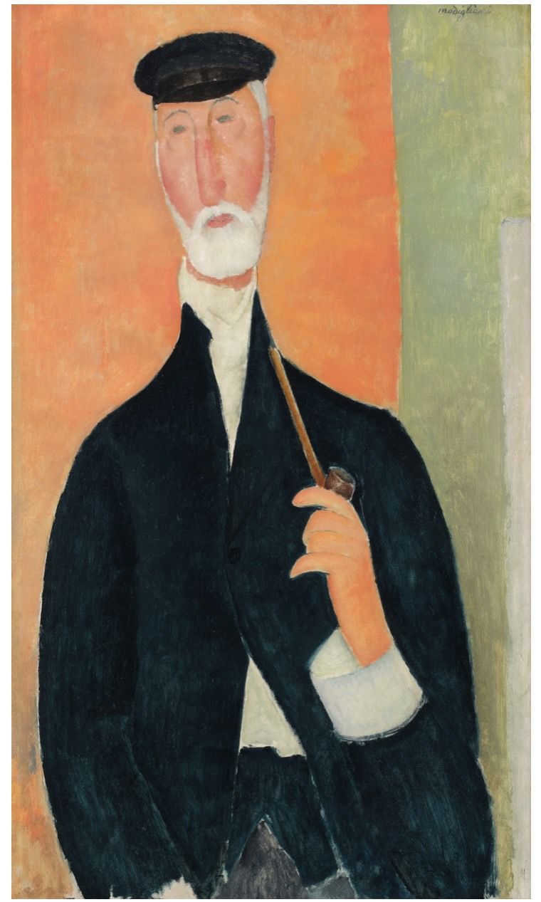 Amadeo Modigliani, “Hombre con pipa”. Amadeo Modigliani, “Hombre con pipa”.