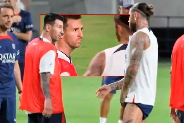 Messi y Ramos se sacaron chispas en el entrenamiento del PSG.
