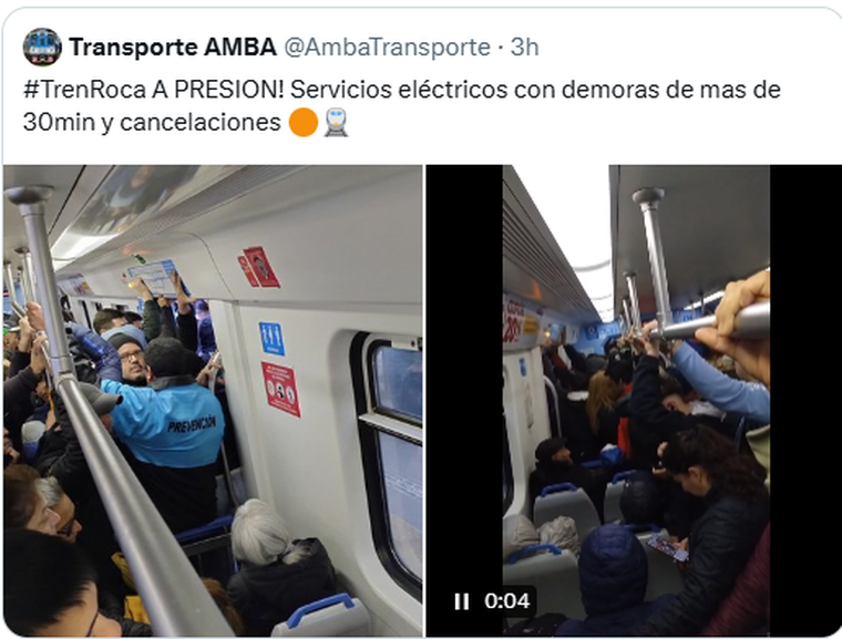 Así viajan los pasajeros del Tren Roca por la medida de fuerza de La Fraternidad. Así viajan los pasajeros del Tren Roca por la medida de fuerza de La Fraternidad.