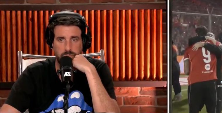 Indignado: Azzaro reaccionó en vivo a la burla directa de Independiente tras la victoria ante Racing.