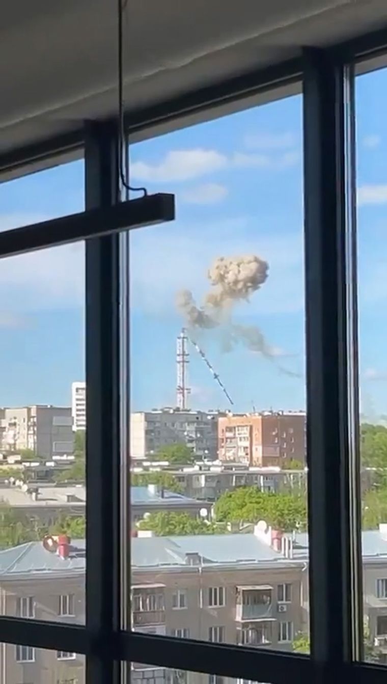 Rusia atacó una torre de televisión de Ucrania Foto: Captura de pantalla