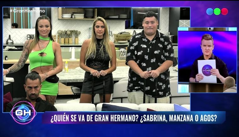 Agostina, Sabrina y Manzana fueron los últimos participantes que quedaron en placa. Foto: Captura de pantalla Youtube Gran Hermano Argentina.