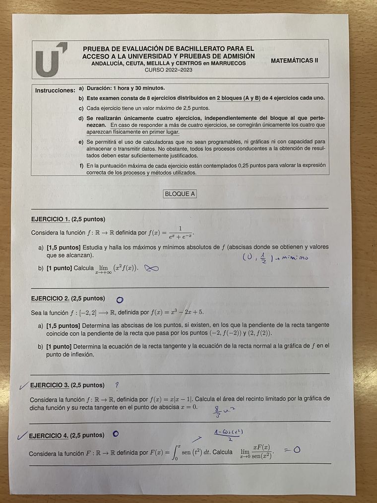 El examen de matemática andaluz que se viralizó y encendió la polémica Foto: Twitter