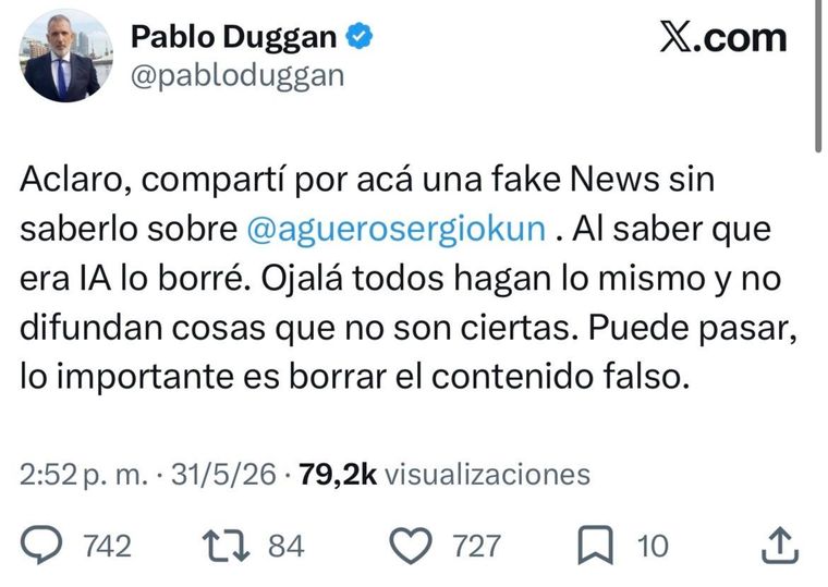 Duggan reconoció que se equivocó. Duggan reconoció que se equivocó.