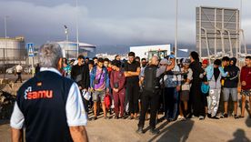 La llegada de migrantes refugiados al nuevo campamento de acogida en Ceuta. La llegada de migrantes refugiados al nuevo campamento de acogida en Ceuta.