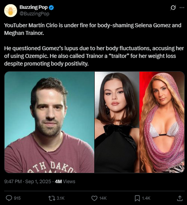 Martín Cirio en noticias internacionales. Créditos: Captura X / BuzzingPop Martín Cirio en noticias internacionales. Créditos: Captura X / BuzzingPop