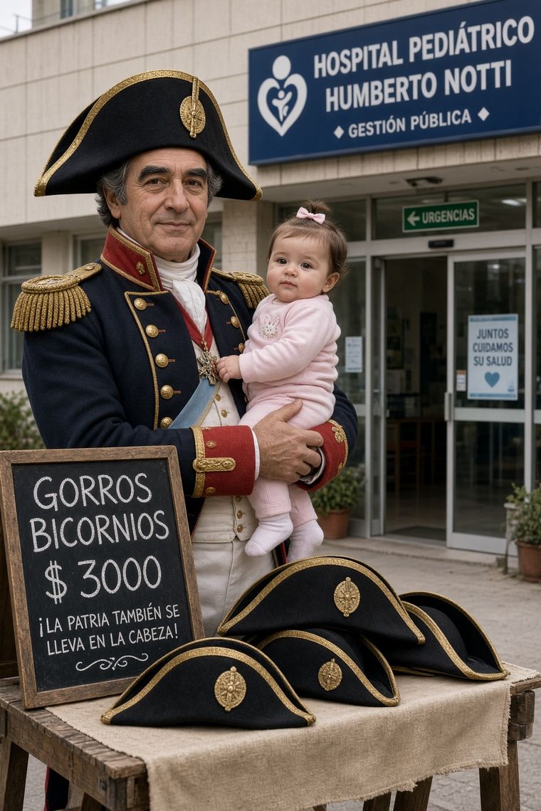 Marchandising gorro de San Martín con imagen de Merceditas