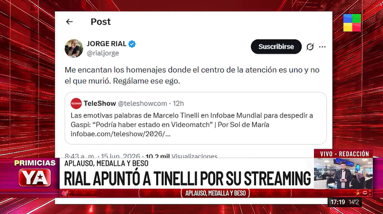 Jorge Rial contra Marcelo Tinelli. Jorge Rial contra Marcelo Tinelli.