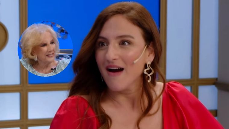 Carolina Amoroso presentó a su bebé en el programa de La Chiqui. Fotos: capturas de video/ El Trece. 