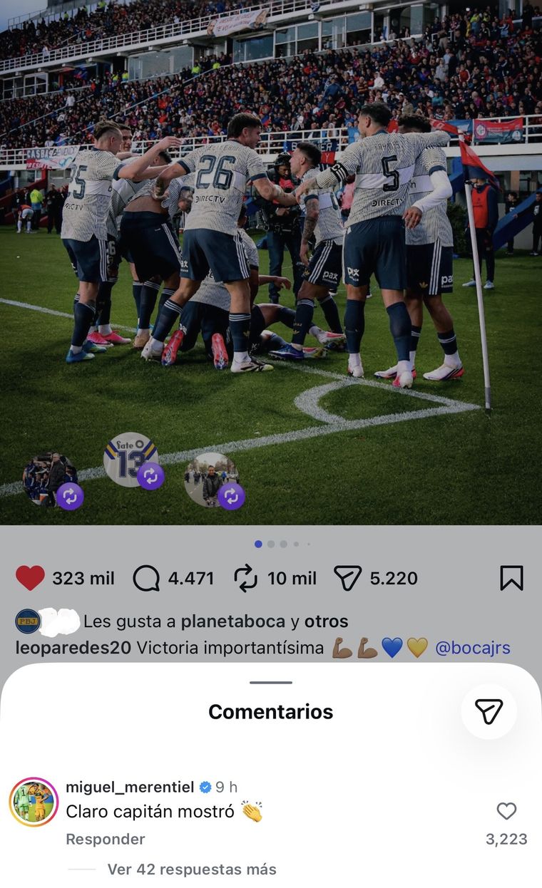 El comentario de Merentiel a Paredes que refleja la buena onda que hay entre los dos.