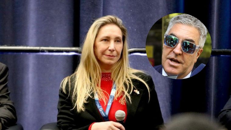 La secretaria general de Presidencia, Karina Milei, y el abogado de la AFA, Gregorio Dalbón.