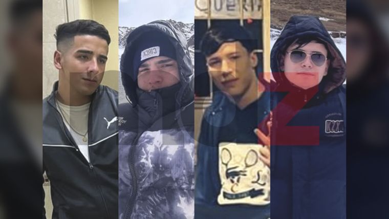 Martín Lucarelli, Lucas Aguirre, Lautaro Bramoso y Bruno Burgos, cuatro de los cinco cordobeses detenidos en Cacheuta. 