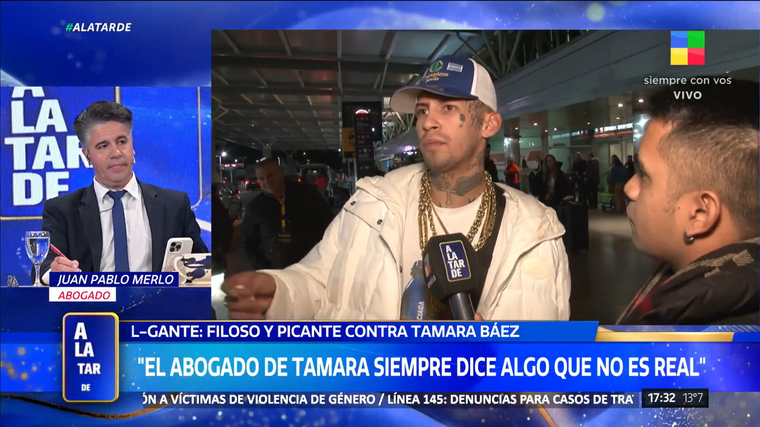 L-Gante sin filtro contra el defensor de Tamara Báez. Foto: captura de video/ América TV. L-Gante sin filtro contra el defensor de Tamara Báez. Foto: captura de video/ América TV.