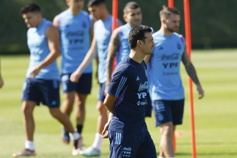 Scaloni piensa y define el equipo. Foto: EFE