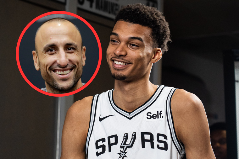 Manu Ginóbili y un gracioso posteo tras conocer a Wembanyama, la nueva figura de los Spurs Foto: San Antonio Spurs