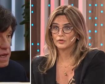 Amalia Granata reaccionó con total complicidad ante el pícaro comentario de su ex durante la entrevista. / Capturas de pantalla TV Eltrece