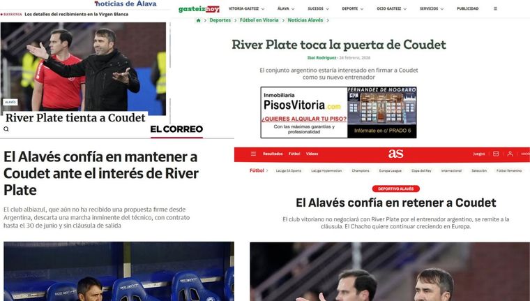 La repercusión en los medios españoles ante el interés de River por Coudet. La repercusión en los medios españoles ante el interés de River por Coudet.