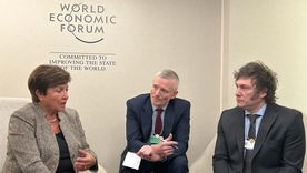 La titular del FMI, Kristalilna Georgieva, junto a Javier Milei. Foto: Noticias Argentinas